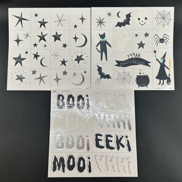 #3) Meri Meri Pumpkin Deco Kits. 8 Carving Templates, 3 Sheets Tattoo Transfers - Picture 6 of 7